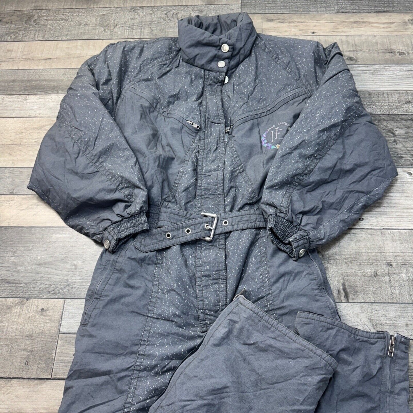 Vintage Ski Suit One Piece Snowsuit Winter Crazy 90s Grey Womens Medium Uk12