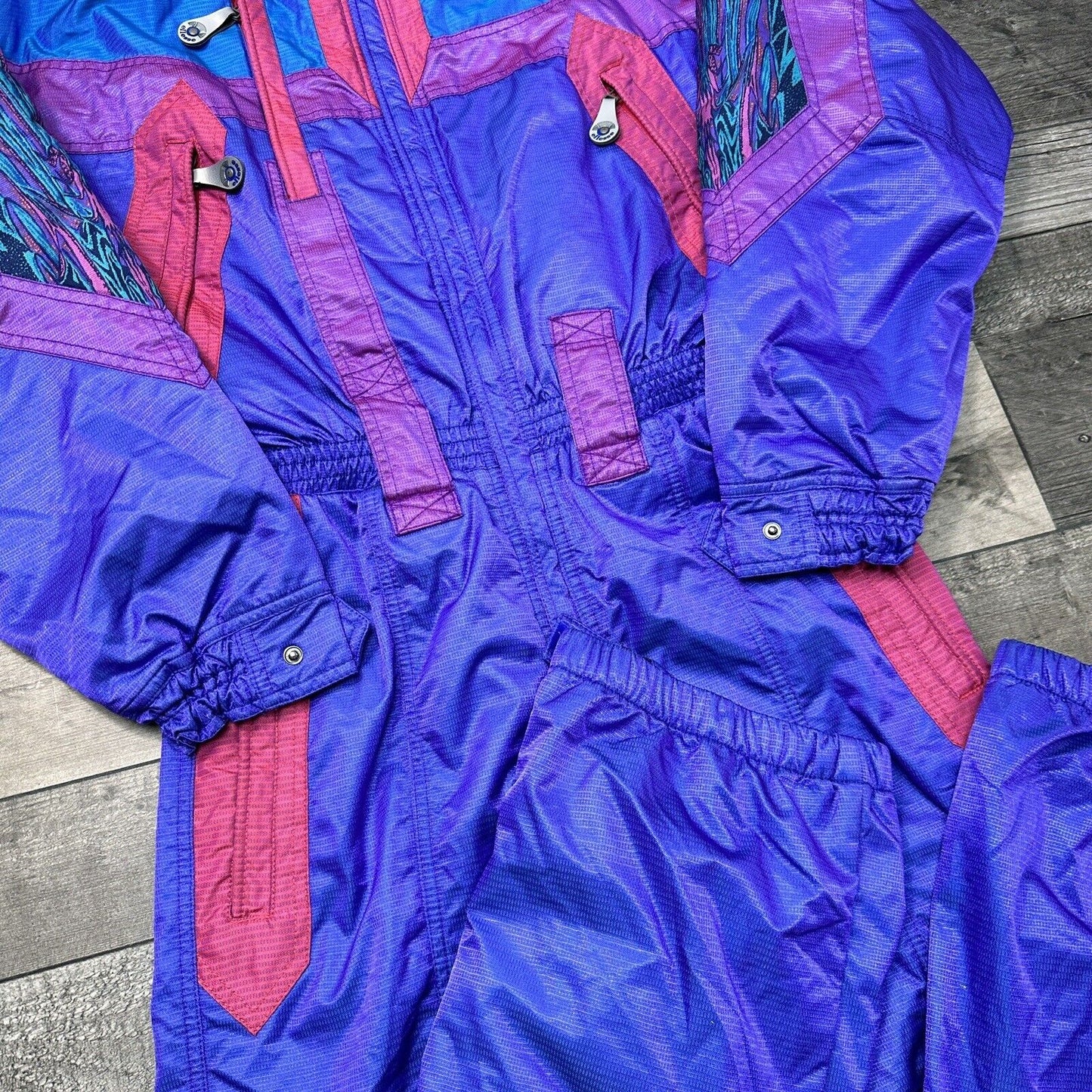 Vintage Ellesse One Piece Ski Snowboard Suit Crazy 90s Retro Multi Mens Small
