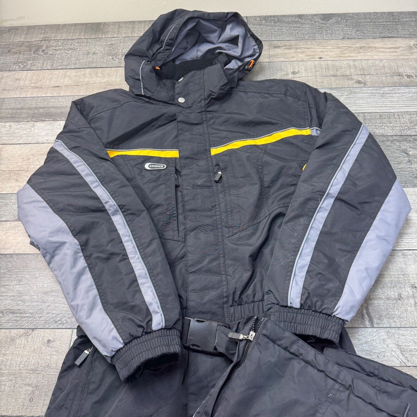 Vintage Ski Suit 90s Retro One Piece Snowsuit Colourblock Black Mens Large