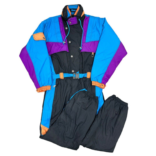 Vintage Rodeo One Piece Ski Snowboard Suit Crazy Abstract Retro Multi Mens Small