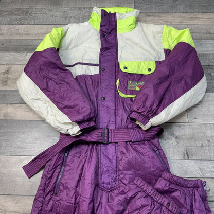 Vintage Astrolabio Retro Ski Suit 90s Colourblock One Piece Purple Mens Medium