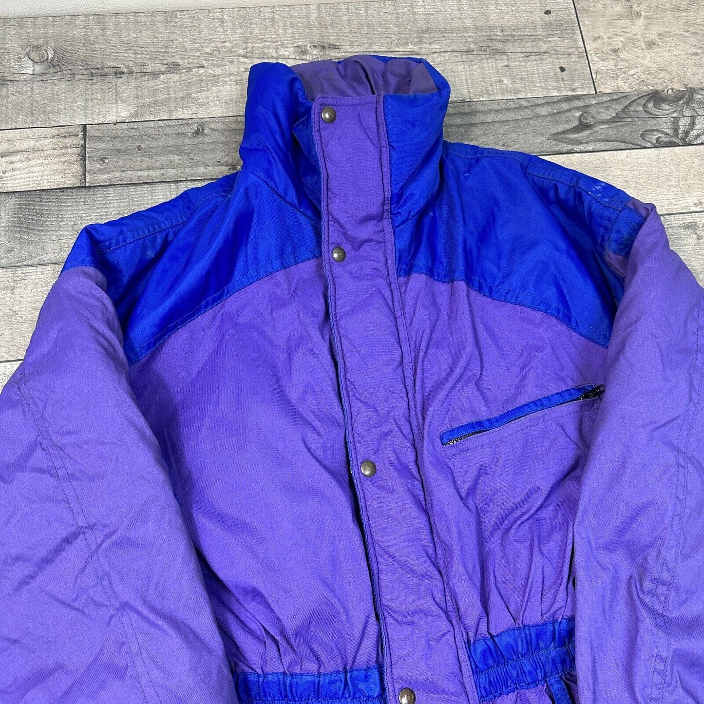 Vintage Ski Suit One Piece Colour Block 90s Retro Purple Blue Mens Medium 48