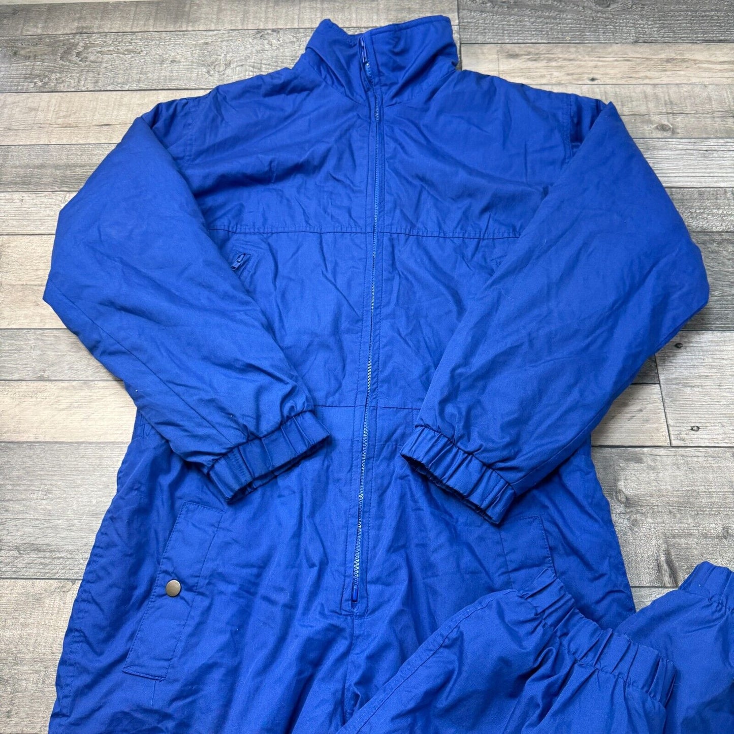 Vintage Ski Suit One Piece Retro 90s Quilted Colour Block Blue Mens Medium