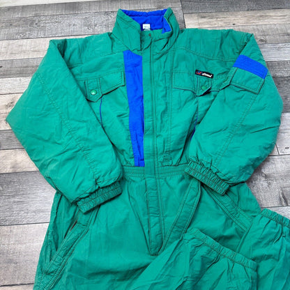 Vintage Effemme Ski Suit 90s Retro One Piece Snow Winter Green Mens Large