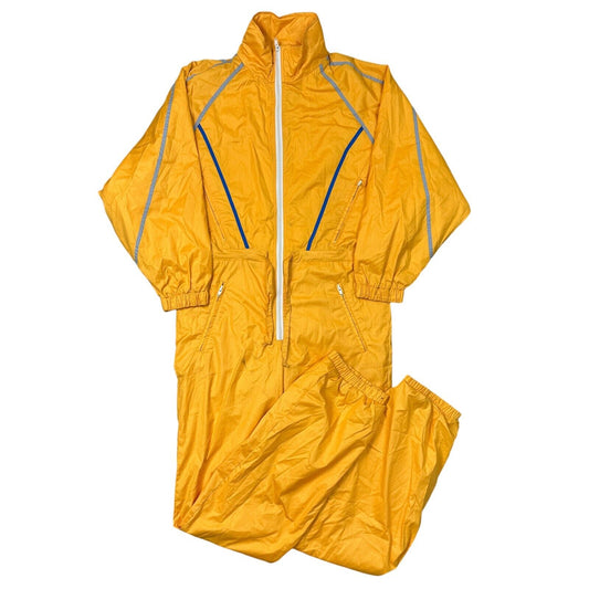 Vintage Ski Suit One Piece Snowboard Colour Block Abstract Yellow Womens Medium