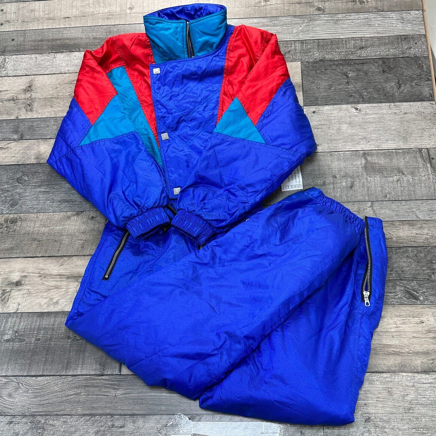 Vintage Red Star One Piece Ski Snowboard Suit 90s Retro Colour Block Mens Medium