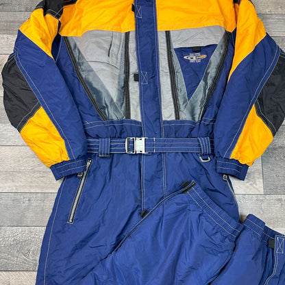 Vintage One Piece Ski Snowboard Suit Apres Colour Block 90s Retro Mens Large