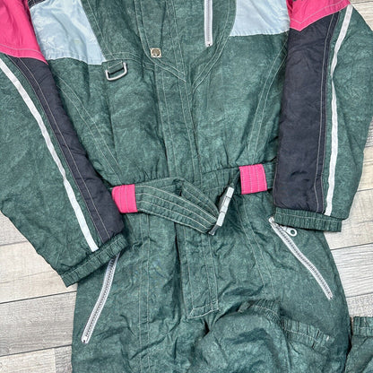 Vintage Ski Suit One Piece Snowboard Abstract Retro 90s Crazy Green Mens Small