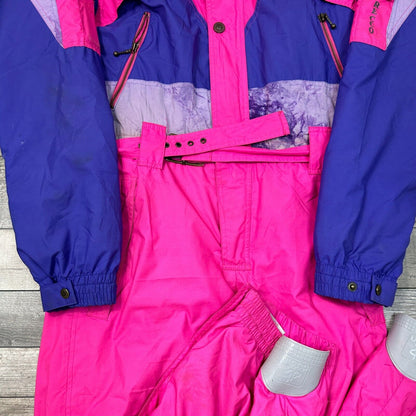 Vintage Dubin Ski Suit Snow One Piece Water Repellent Pink Purple Mens Medium