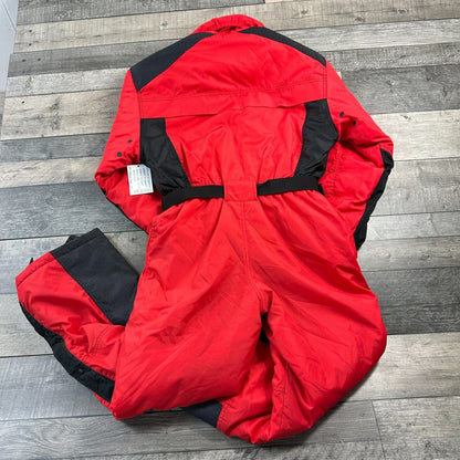 Vintage One Piece Ski & Snowboard Suit Retro 90s Colour Block Red Mens XS