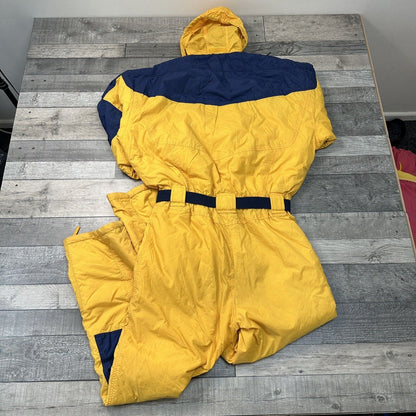 Vintage One Piece Ski Snowboard Suit Abstract Retro Crazy Yellow Mens Large 54