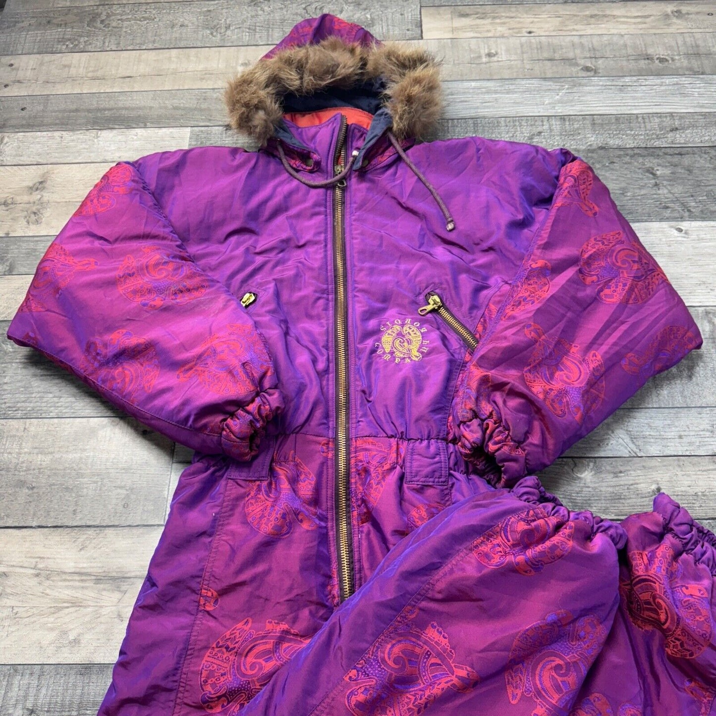 Vintage Iridescent Ski Suit One Piece Snowsuit Winter 90s Purple Womens Small