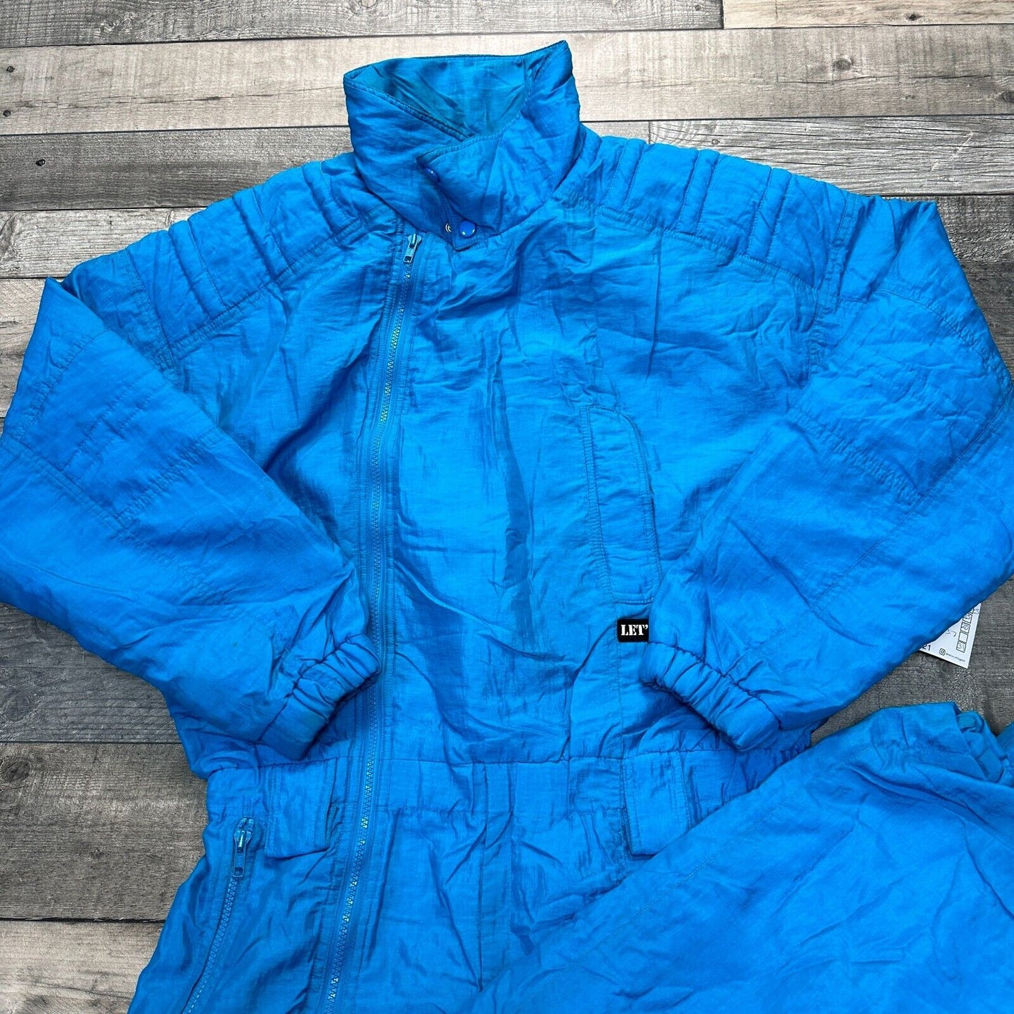 Vintage One Piece Ski Snowboard Suit 90s Retro Colour Block Blue Mens Small