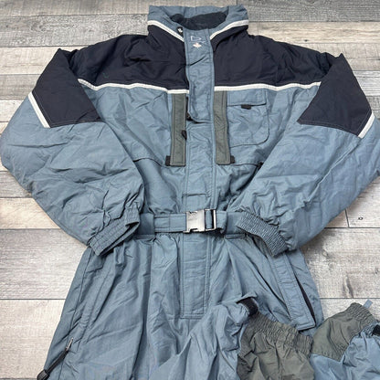 Vintage Calmo Ski Suit 90s Retro One Piece Colour Block Snow Grey Mens Large