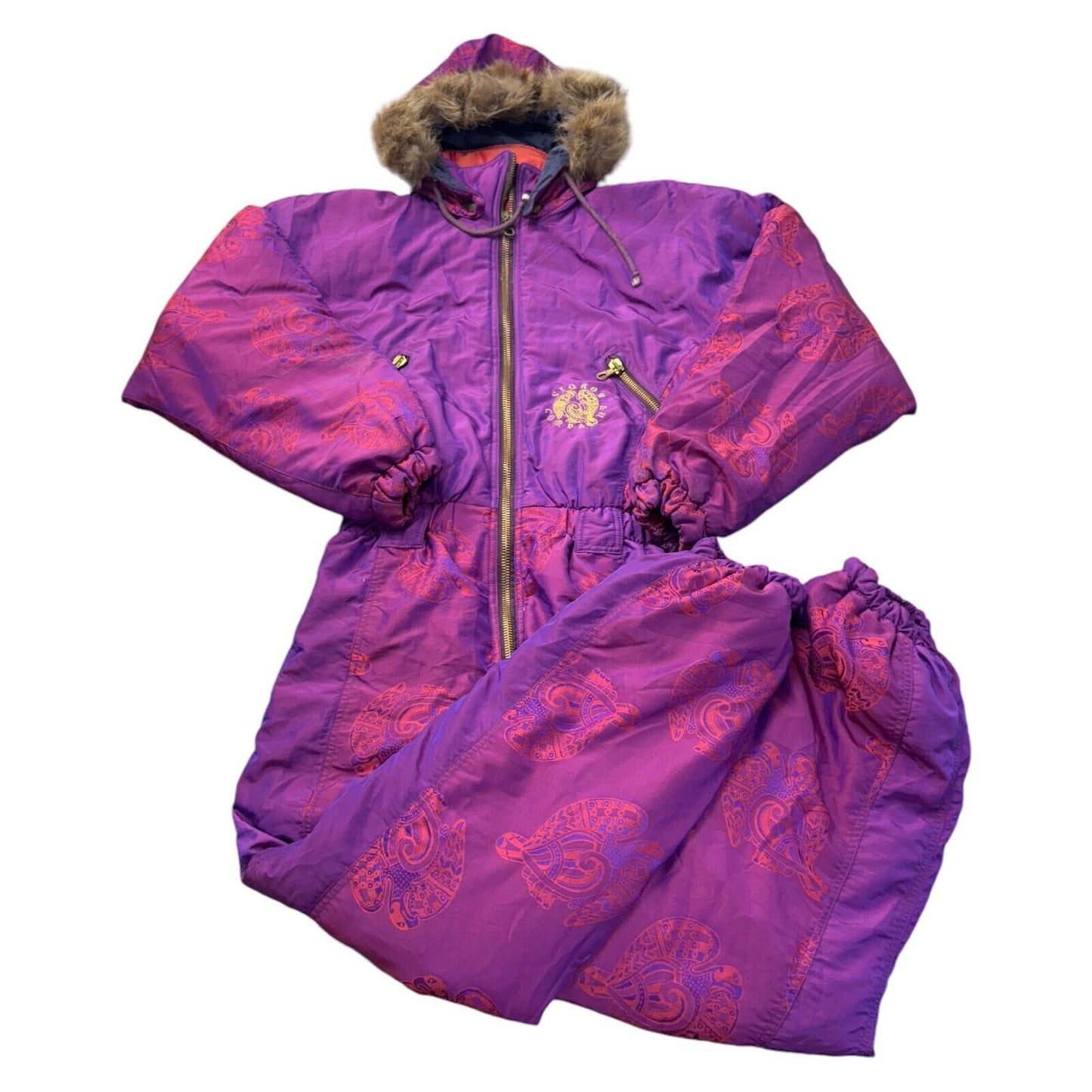 Vintage Iridescent Ski Suit One Piece Snowsuit Winter 90s Purple Womens Small