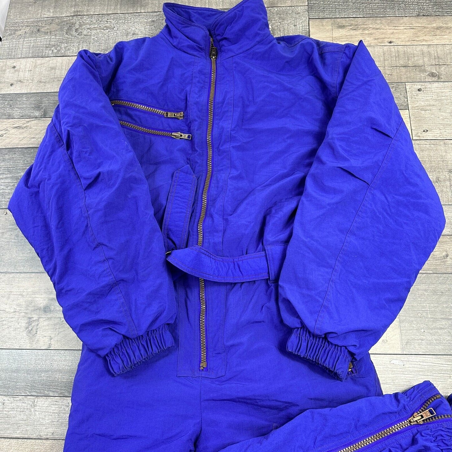 Vintage One Piece Ski Snowboard Suit Retro Colourblock 90s Purple Mens Large