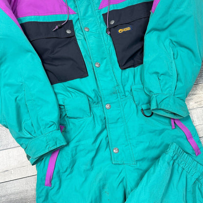 Vintage Ski Suit One Piece Snowboard 90s Apres Retro Multicoloured Mens Medium