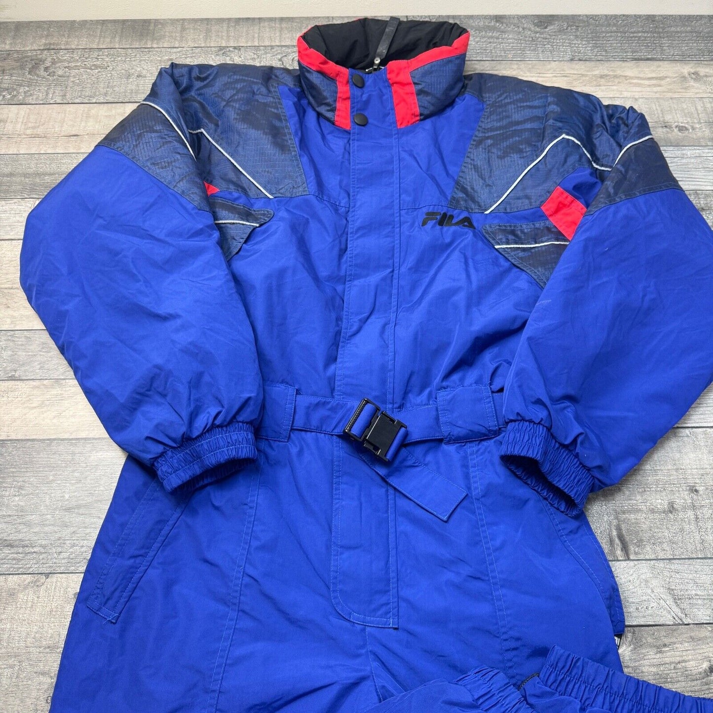 Vintage Fila Ski Suit 90s Retro One Piece Snowsuit Winter Retro Blue Mens Medium