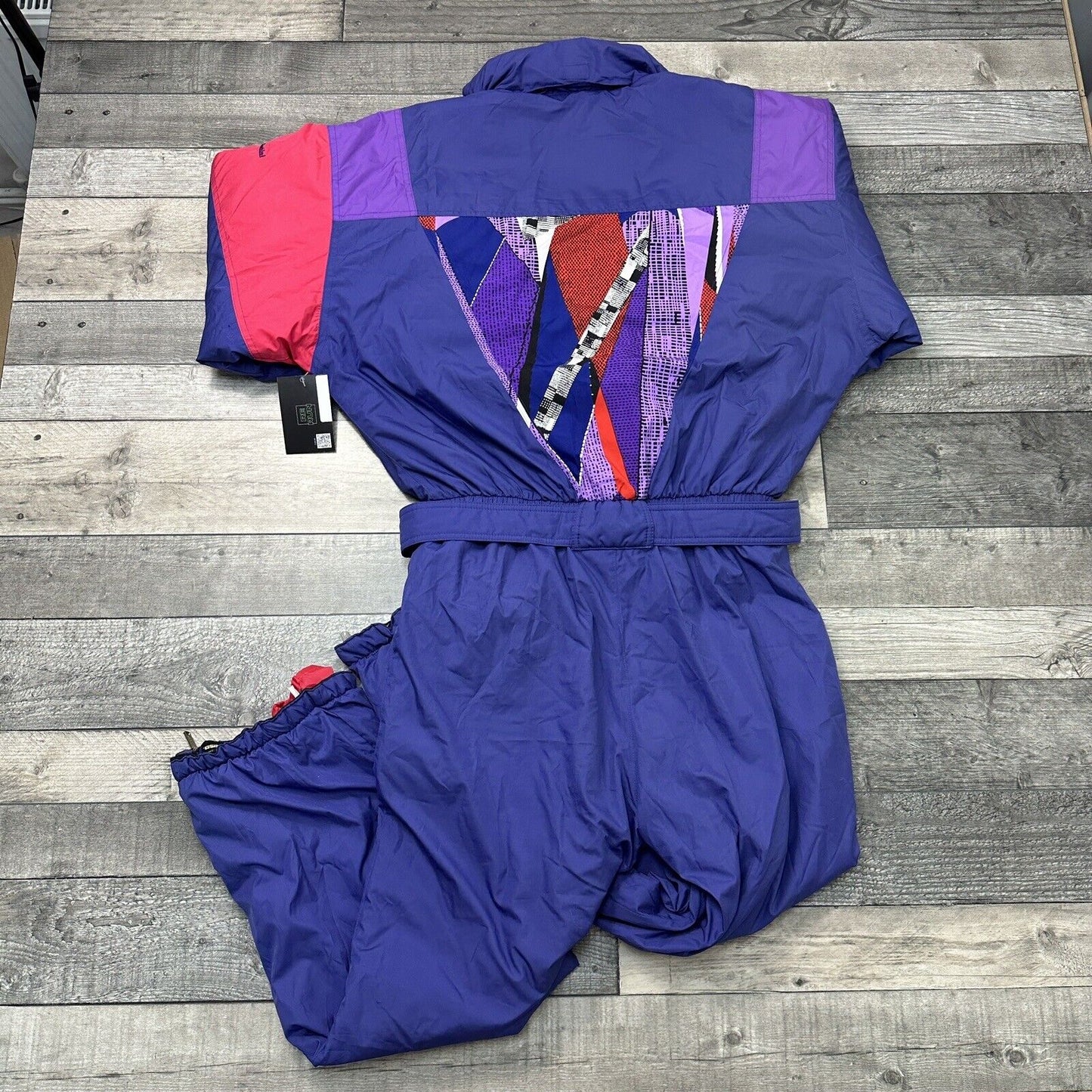 Sergio Tacchini One Piece Ski Snowboard Suit Retro Abstract Purple Mens Medium