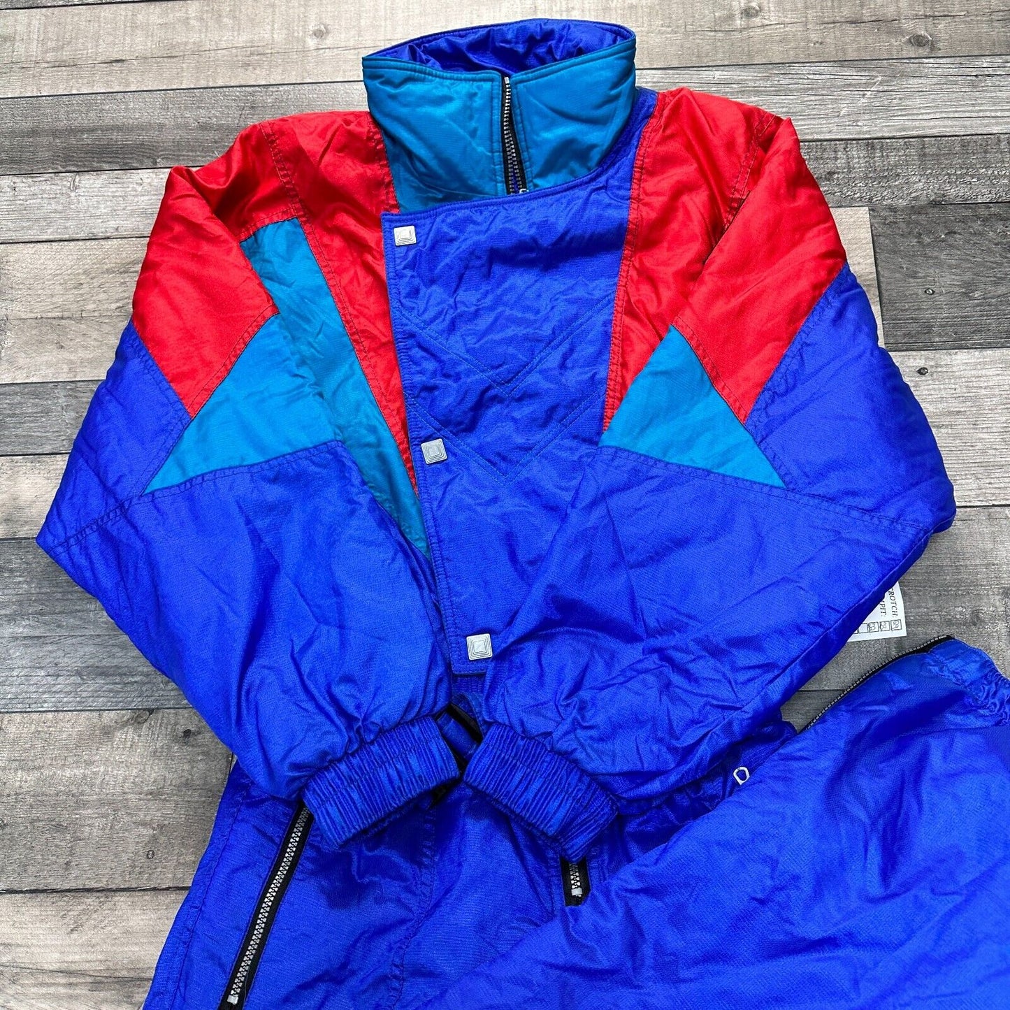 Vintage Red Star One Piece Ski Snowboard Suit 90s Retro Colour Block Mens Medium