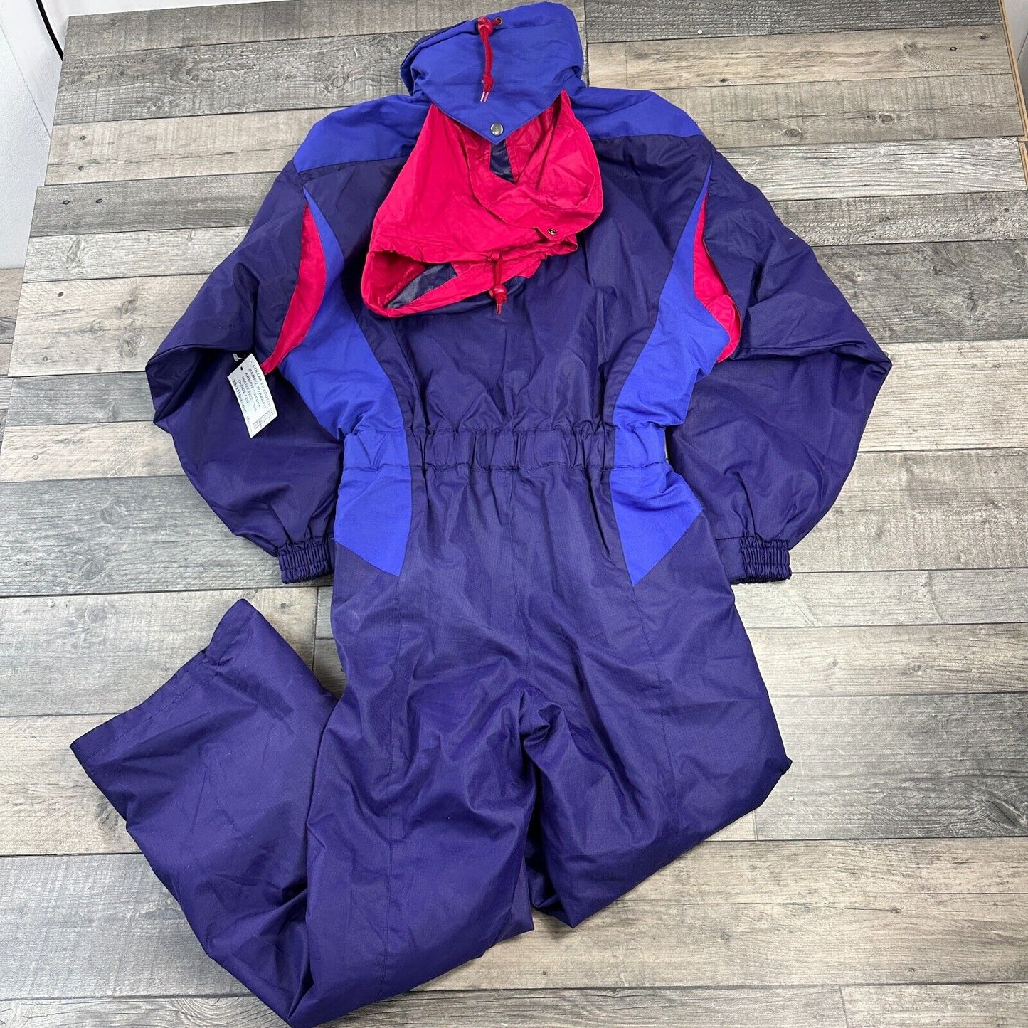 Vintage One Piece Ski Snowboard Suit 90s Retro Colour Block Purple Mens Small