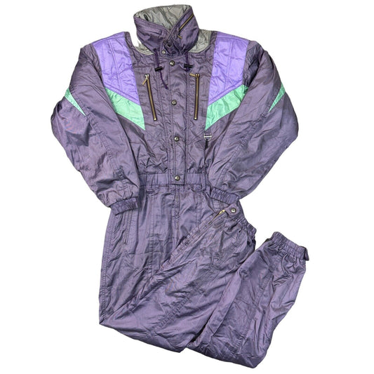 Vintage Descente One Piece Ski Snowboard Suit 90s Retro Crazy Purple Mens Large