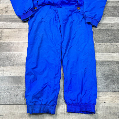 Vintage One Piece Ski Snowboard Suit 90s Crazy Retro Abstract Blue Mens Large