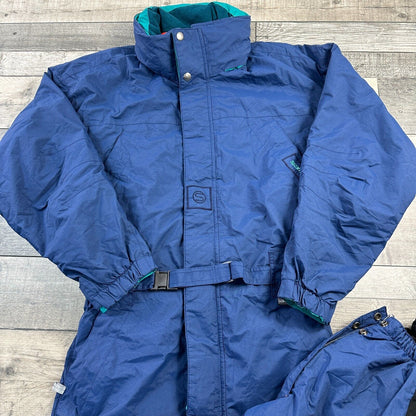 Vintage Samas One Piece Ski Snowboard Suit 90s Retro Gore-Tex Blue Mens Large