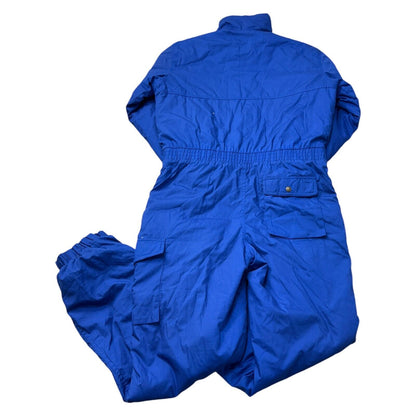 Vintage Ski Suit One Piece Retro 90s Quilted Colour Block Blue Mens Medium