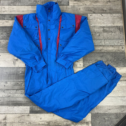 Vintage Mens 90s Blue Colour Block One Piece Ski & Snowboard Suit Size XL