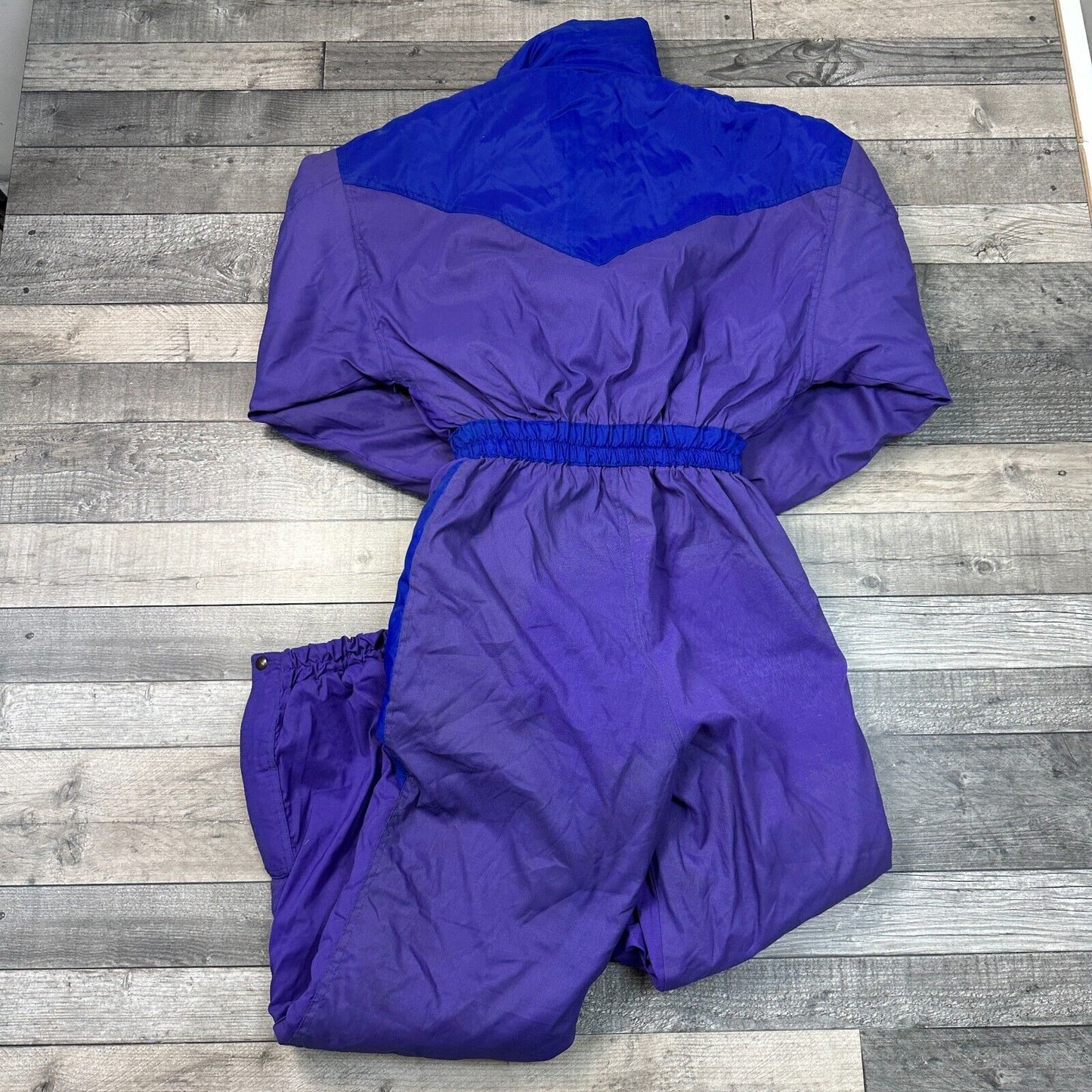 Vintage Ski Suit One Piece Colour Block 90s Retro Purple Blue Mens Medium 48