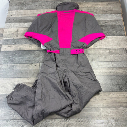 Vintage One Piece Ski Snowboard Suit 90s Retro Colourblock Crazy Pink Mens Small