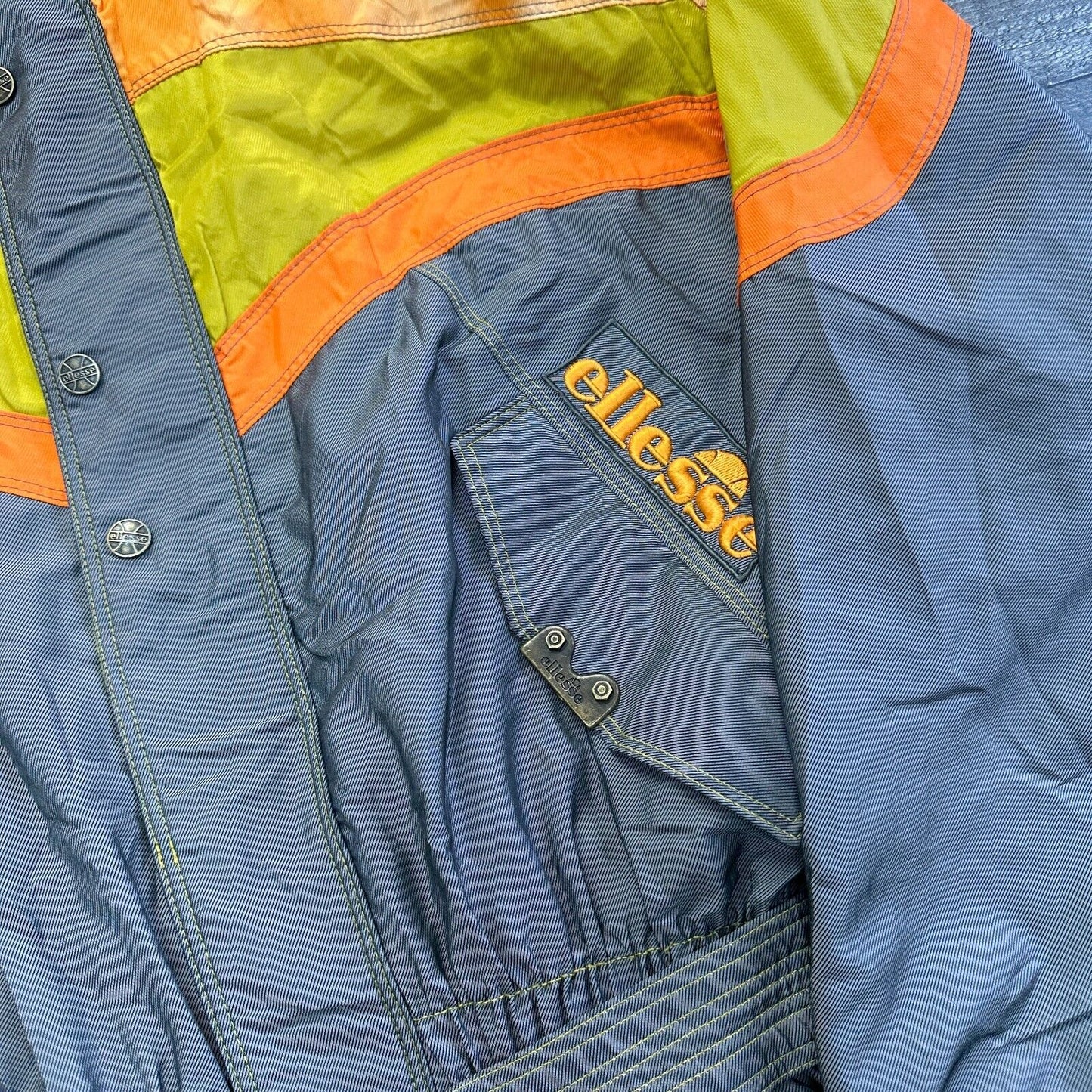 Vintage Ellesse One Piece Ski Snowboard Suit 90s Retro Colour Block Mens Medium