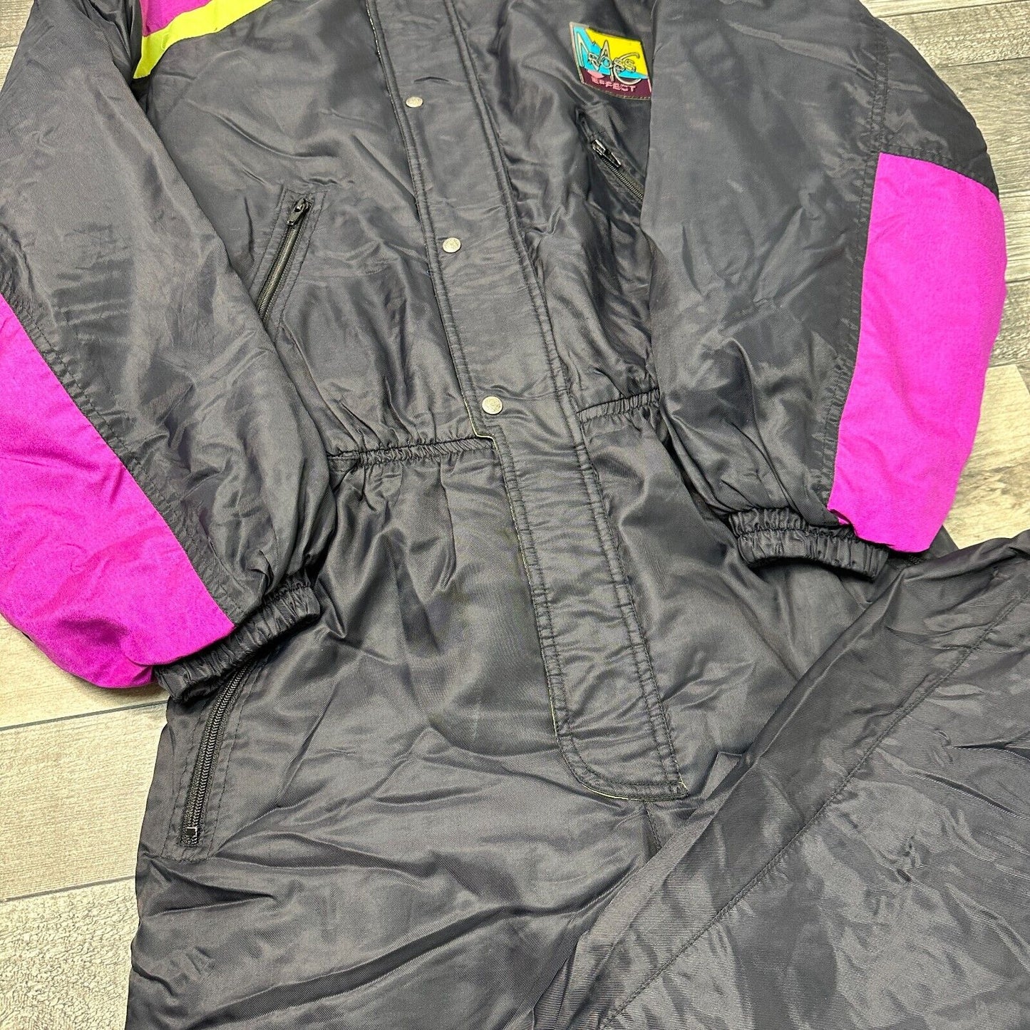 Vintage MC Ross One Piece Ski Snowboard Suit 90s Retro Black Mens Medium