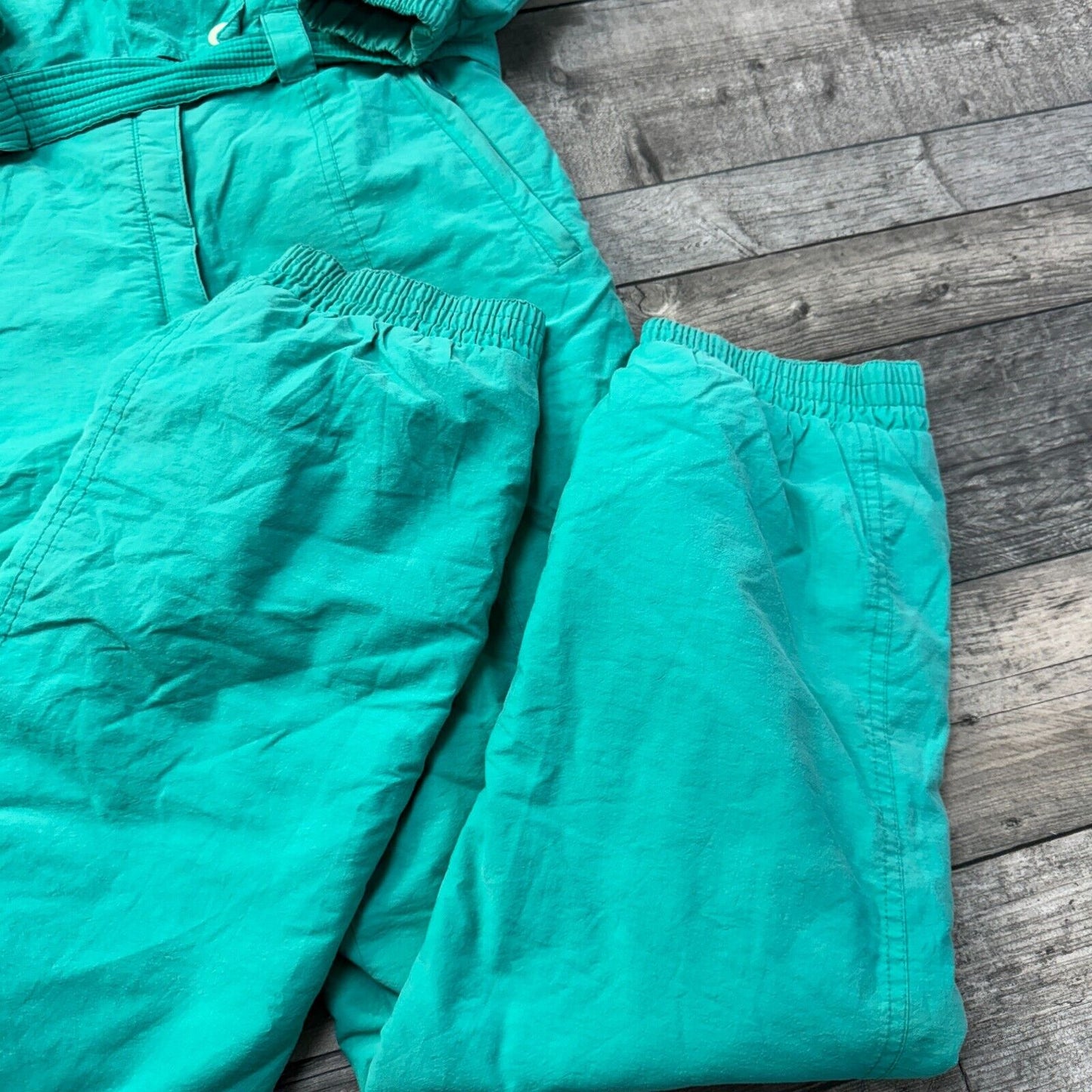 Vintage 90s Retro Ski Suit One Piece Colourblock Snowsuit Green Womens Small