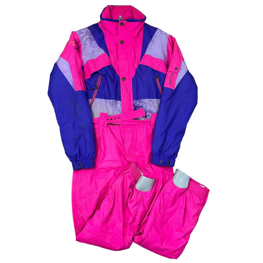 Vintage Dubin Ski Suit Snow One Piece Water Repellent Pink Purple Mens Medium