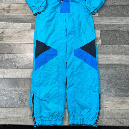 Vintage One Piece Ski Snowboard Suit 90s Crazy Abstract Retro Blue Mens Small