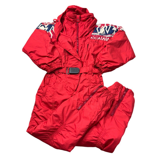 Belfe & Belfe Ski Suit One Piece Snowsuit Winter Crazy 90s Red Womens Medium